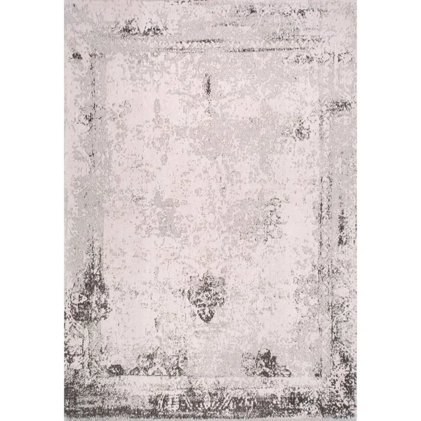 nuLOOM Handmade Distressed Abstract Vintage Wool Area Rug Grey 5& x 8& 5& x 8& Indoor Living Room, Bedroom, Dining Room
