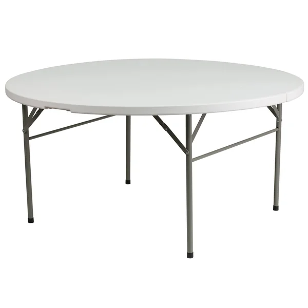 Flash Furniture 60&& Round Bi-Fold Granite White Plastic Folding Table, Size: 60.5 inchW x 60.5 inchD x 29.5 inchH