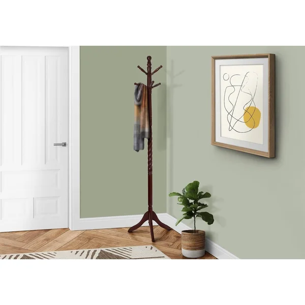 71.75x22 Brown Traditional Coat Rack with Pegs and Curved Base