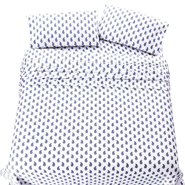 Everyday Soft Sateen Pattern Set Twin, Paisley Blues, 100% Cotton