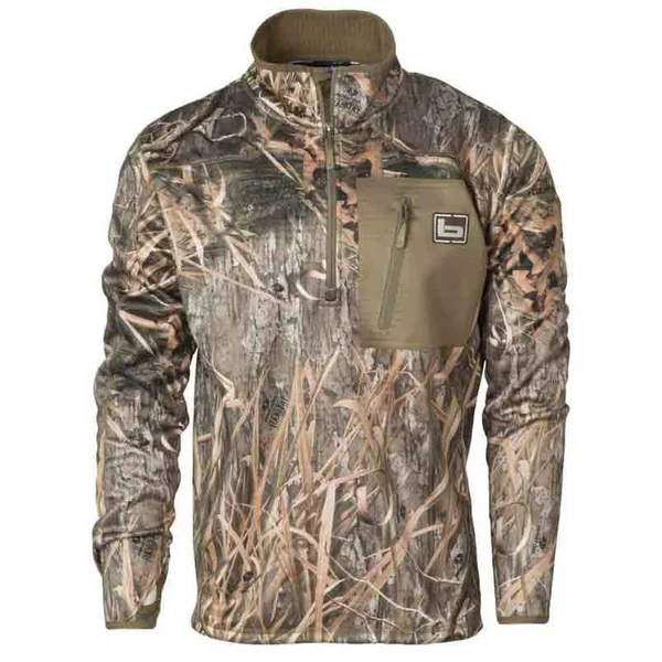 Banded Mid-Layer 1/4 Zip Fleece Pullover - Size M, Habitat