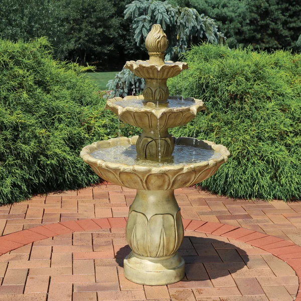 Sunnydaze Decor Classic Tulip 3-Tiered Outdoor Water Fountain - Light Brown