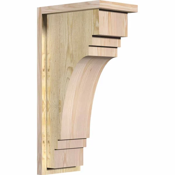 8x22W x 12x22D x 24x22H Pescadero Rough Sawn Corbel w/Backplate, Douglas Fir