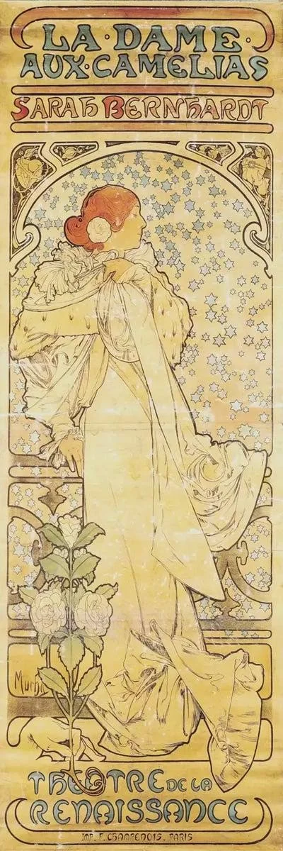 Alphonse Mucha Canvas Wall Decor Art Prints - La Dame AUX Camelias (featuring Sarah Bernhardt), 1890-1910 ( People art)