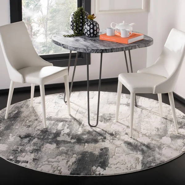 Safavieh Vogue Michie Modern Abstract Rug (5& x 5& Round - Beige/Charcoal)
