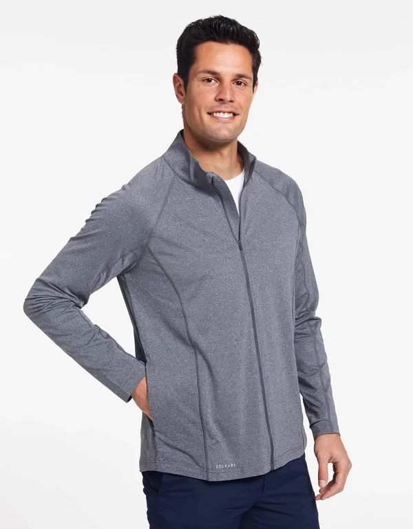 UPF 50+ Sun Protective Essential Full Zip Jacket for Men - Solbari Light Grey
