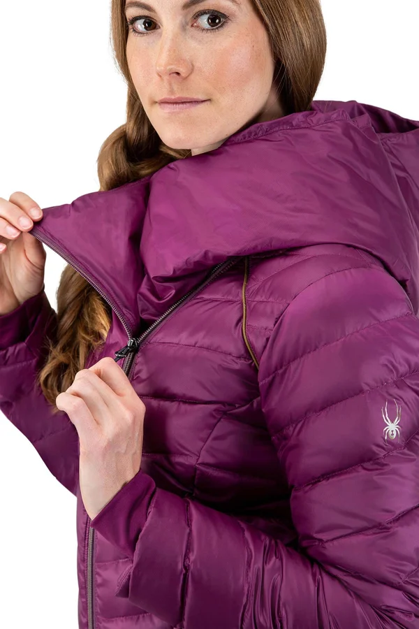 Spyder Women's Timeless Long Down Jacket - Xs - Abyss