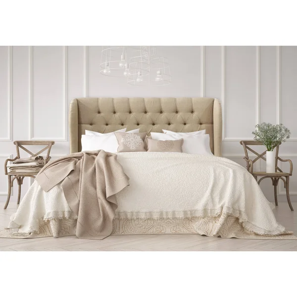 Skyline Furniture Tufted Wingback Upholstered Headboard - California King, Sandstone Linen