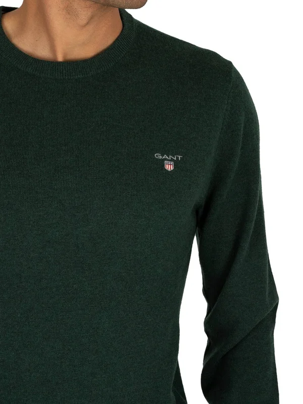 Gant Super Fine Lambswool Crew Neck Sweater, Green