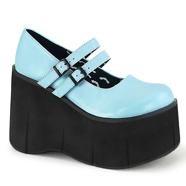 Demonia - Kera-08 Women's Double Strap Goth Platform Shoes White Vegan Leather, 10