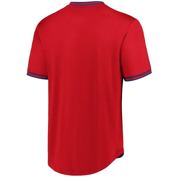 Fanatics Branded Texas Rangers Royal/Red Iconic Walk Off V-Neck Jersey T-Shirt Size: Extra Large