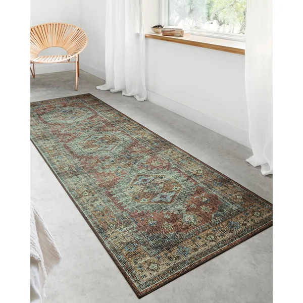 Alexander Home Leanne Traditional Distressed Printed Area Rug - 2&-6x22 x 12& Runner