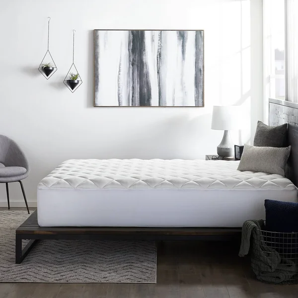 Lucid Comfort Collection Overfilled Mattress Pad - Size: Queen, White