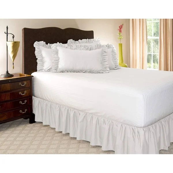 Ruffled Bed Skirt (Queen, Dove Grey) 21 inch Drop Bedskirt with Platform, Poly/Cotton Fabric, Available in All Bed Sizes and 16