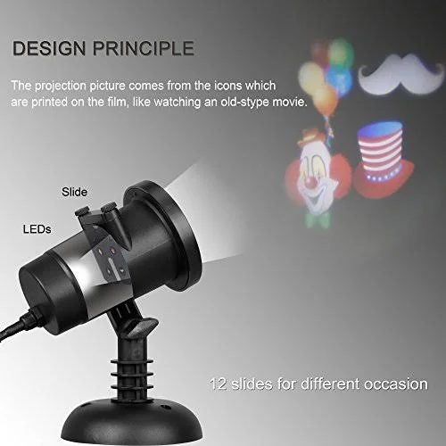 Ledgoo Holiday Light - Rotation Snowflake Star Spotlight Wall Decoration Lights with 12 Pcs Switchable Patterns for Christmas and