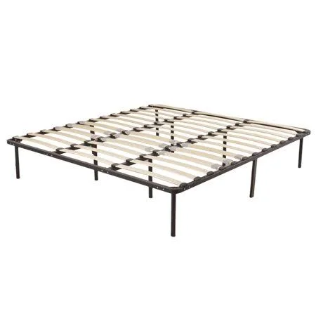 Tebru Iron Bedstead, Home Furniture, 79x75x14in Wooden Bed Slat and Metal Iron Stand King Size Iron Bed Black, Size: 30
