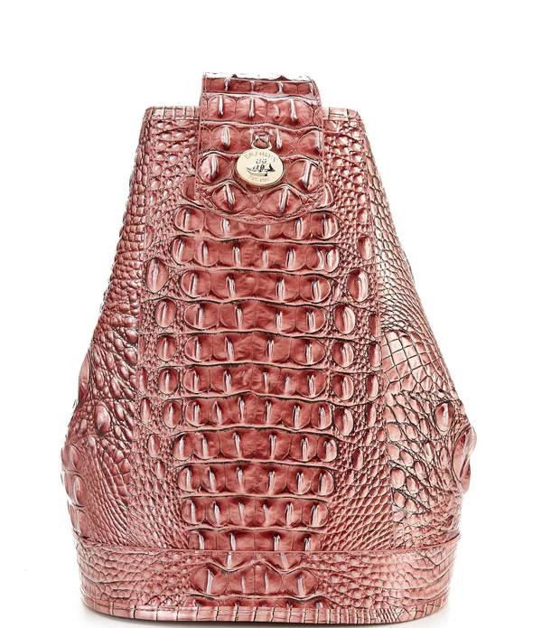 Brahmin Melbourne Collection Allie Sling Crocodile Embossed Backpack - Dusty Pink