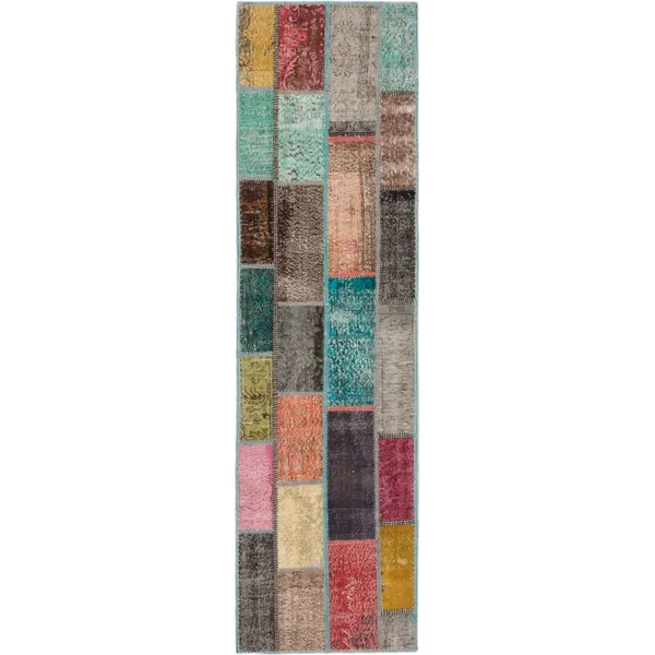 Hand-Knotted Color Transition Patch Light Orange, Red Wool Rug 6&7x22 x 10&0x22
