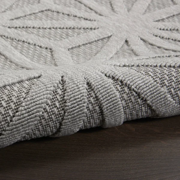 Nourison Palamos Bordered Light Grey 8& Round Area Rug, 7&10x22 x Round