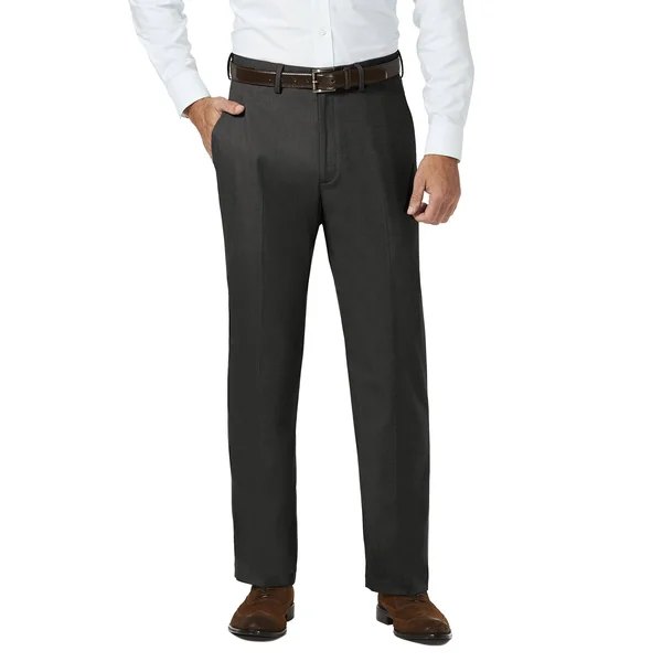 Men's J.M. Haggar Premium Classic-Fit Stretch Sharkskin Flat-Front Hidden Expandable Waist Dress Pants - Size: 40x32, Dark Grey