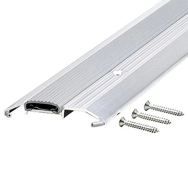 M-D Building Products Deluxe Low 3-3/4 in. x 77 in. Aluminum Threshold with Vinyl Seal, Gray