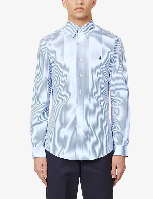 Polo Ralph Lauren Mens Light Blue White Custom-Fit Cotton Oxford Shirt XL