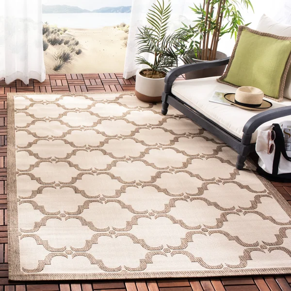 Safavieh Cy6009-232 Courtyard Beige, Brown Indoor, Outdoor Rug - 8& x 11&