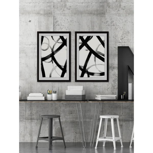 Monochrome Ripple Diptych, Size: 24 inch x 32 inch