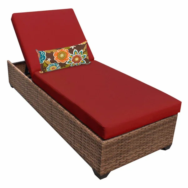 TK Classics Laguna Chaise Outdoor Wicker Patio Furniture, Terracotta