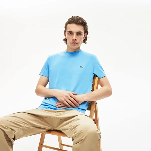 Lacoste Men's Crew Neck Pima Cotton T-Shirt - Barbeau Blue