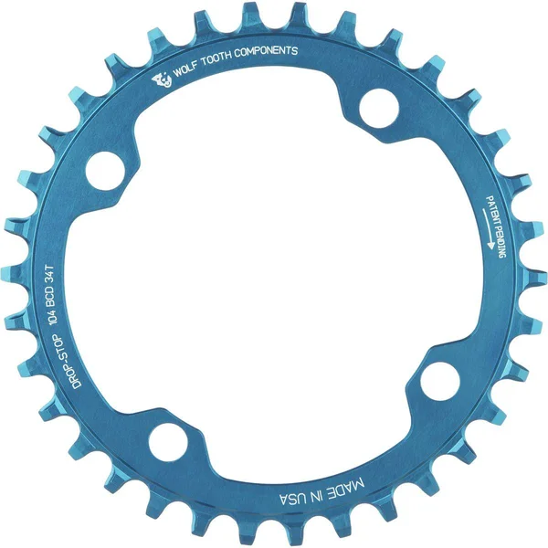 Wolf Tooth Components Drop Stop Chainring Blue, 32T/104 BCD
