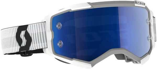 Scott Fury Chrome White/Blue Motocross Goggles, White-Blue