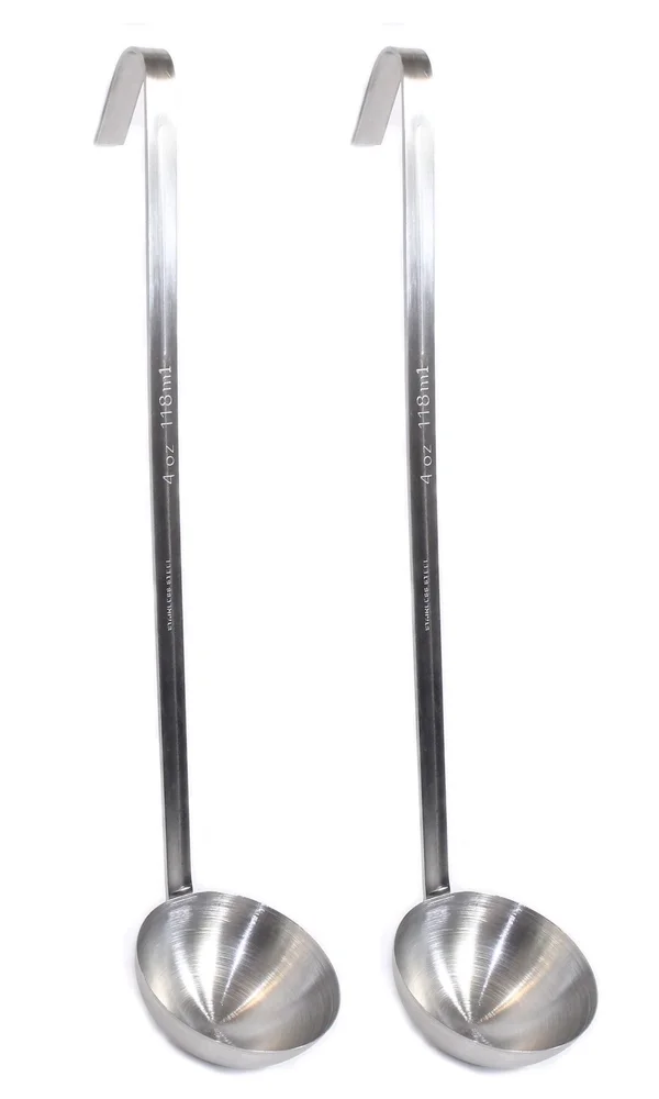 Update International Set of 2 Heavy Duty Ladles Restaurant Style Professional Stainless Steel 4 Ounce