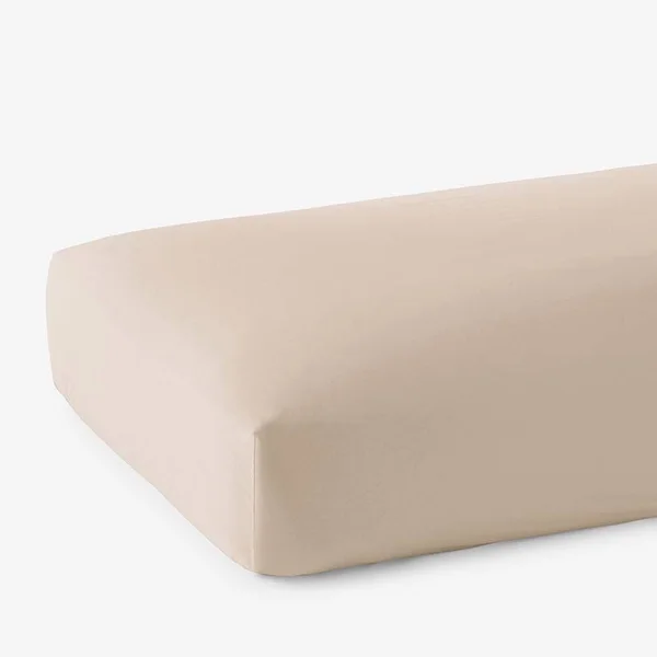 The Company Store Legends Sand Solid 600-Thread Count Egyptian Cotton Sateen Queen Fitted Sheet - Brown