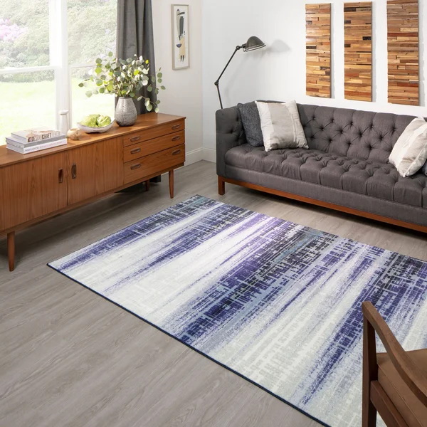 Mohawk Home Kaven Navy 6 ft. x 9 ft. Abstract Area Rug, Blue