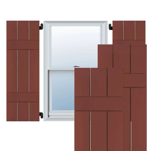 Ekena Millwork 2-Pack 12-in W x 39-in H Country Redwood Board and Batten Wood Western Red Cedar Exterior Shutters, RWB12X039RWW