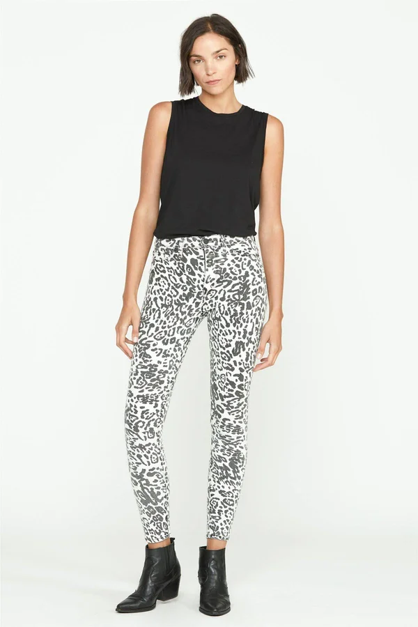 Hudson Jeans Barbara Washed Leopard High-Rise Skinny Ankle Cut