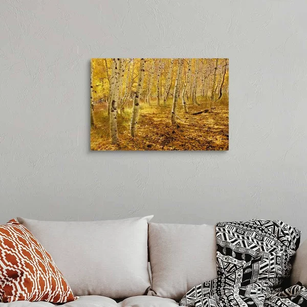 Yellow Aspen Trees in The Fall in The Sierra Mountains of California, Canvas Wall Art, 30x20, Great Big Canvas