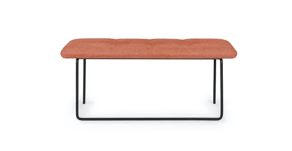 43x22 Tufted Red Fabric Bench, Metal Legs, Article Level Modern Furniture