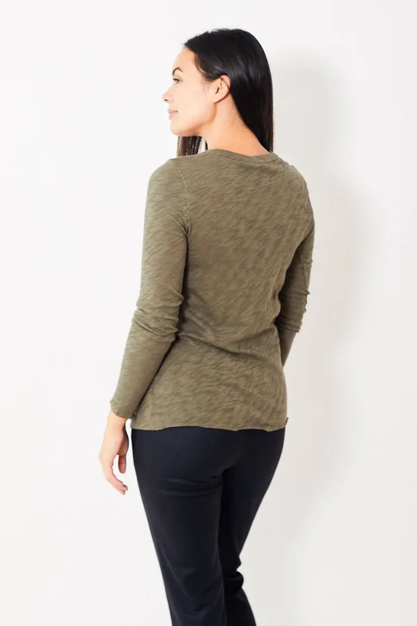 ATM Anthony Thomas Melillo, Slub Jersey Long Sleeve Destroyed Wash Tee - Army, Xs, Green