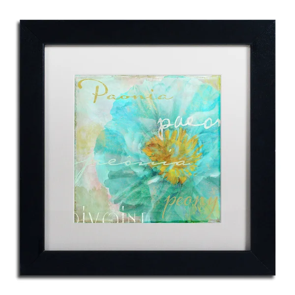 Trademark Fine Art &Blue Peony Light& by Color Bakery Framed Graphic Art - Mat Color: White, Size: 16x22 H x 16x22 W x 0.5x22 D