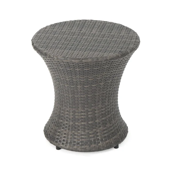 19.5x22 Gray Contemporary Outdoor Patio Accent Side Table