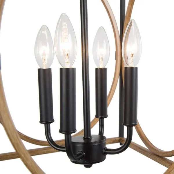 Modern Farmhouse 4-Light Chandelier Cube Candle Pendant Lights for Dining Room - L12.5x22x W12.5x22x H 23.5x22
