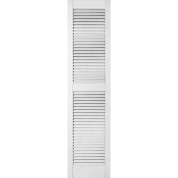 18x22W x 52x22H Lifetime Vinyl, Custom Straight Top Center Mullion, Open Louver Shutters, w/Shutter-Loks (Per Pair), Paintable