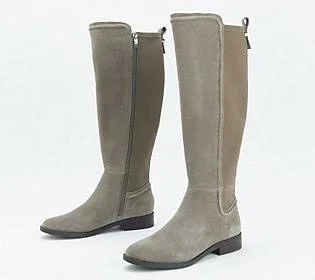 Marc Fisher Leather or Suede Tall Shaft Boots - Shiane - Size 9 Wide, Warm Taupe