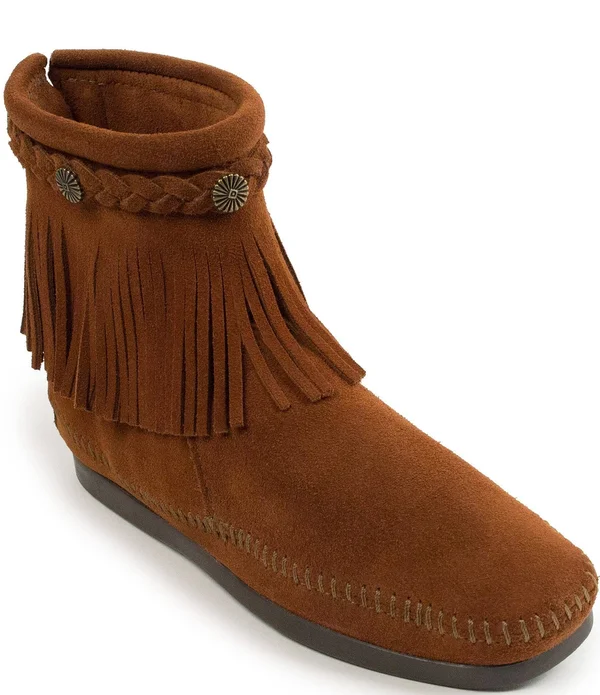 Minnetonka Women's Hi Top Back Zip Brown Boot 6.5 M