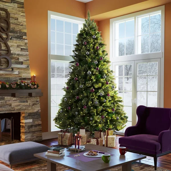 Vickerman Cashmere Pine Artificial Christmas Tree with 250 Multi-Colored LED Lights - 4.5& x 37x22