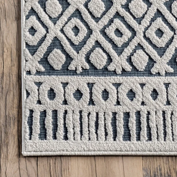 nuLOOM Tina Textured Geometric Banded Area Rug - 6& 7x22 x 9& - Blue