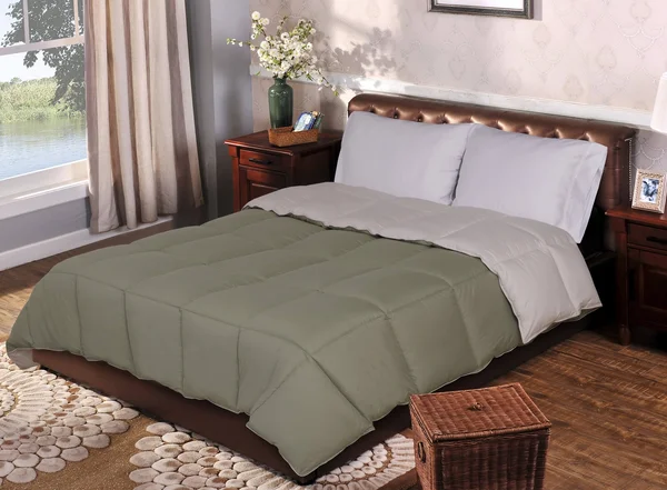All Season Down Alternative Reversible Comforter King-Ivory/Sage