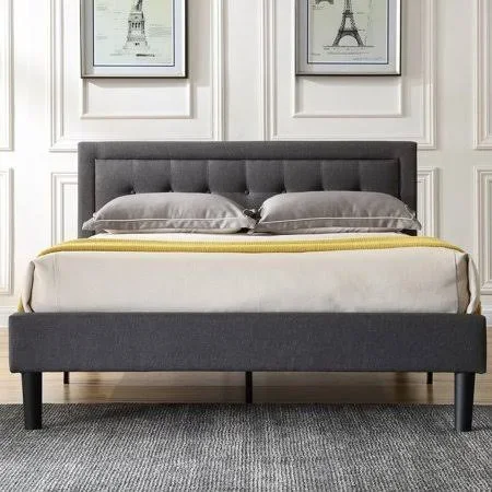 Modern Sleep Mornington Upholstered Platform Bed, Multiple Sizes, Size: Full, Gray